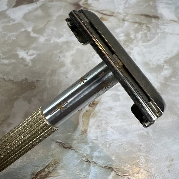 Vintage Gillette Lady Gold Star Burst Women's Safety Razor Barber Tool USA - Picture 5 of 13